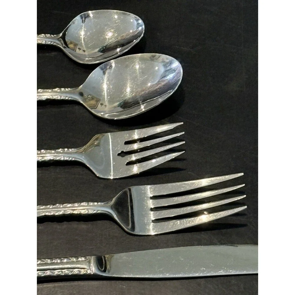 Wallace “ Countess ” 18/10 Stainless Steel Flatware Set Of 5 Spoon Fork Knife